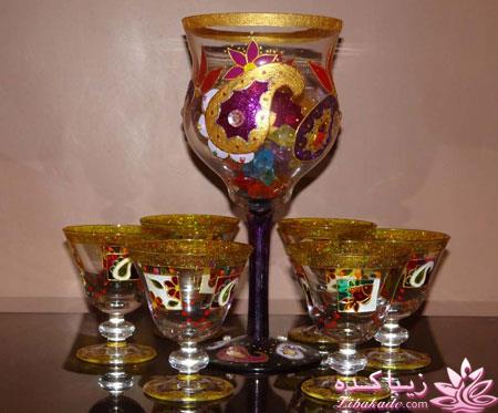 نقاشی و تزیین روی جام مناسب ظرف های هفت سین